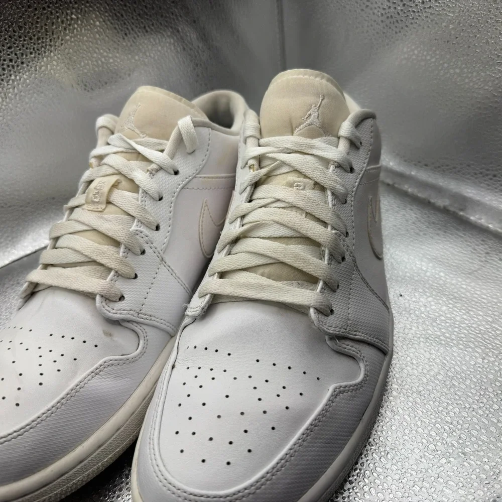 Size 11.5 Air Jordan 1 Retro Low Triple White Mens Sneaker Shoes 553558-102‎